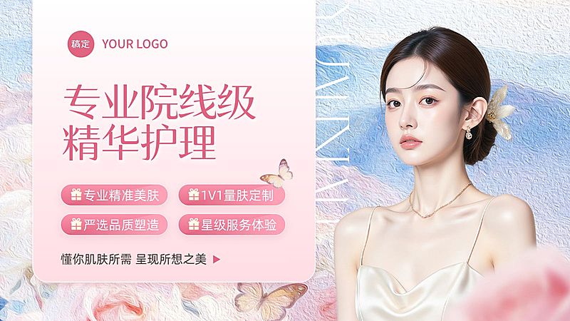 美业美容院医美春季美团大众点评促销轮播图套装