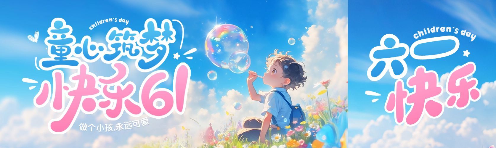 六一儿童节节日祝福通用趣味感公众号双封面预览效果
