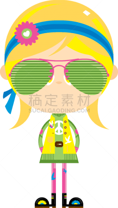 可爱的,嬉皮士,动画片,女孩,音乐,人,图像,爱,花