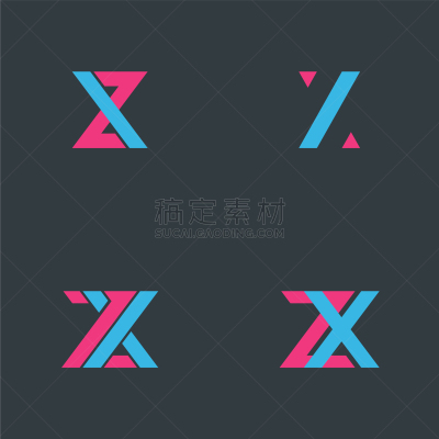 英文字母Z,图标,英文字母X,分离着色,商务,文字,概念,字母,信函,设计