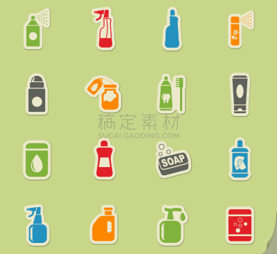 化学制品,家庭生活,图标集,白色,分离着色,纸盒,塑胶,图像,除臭剂,清洁工