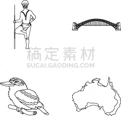土著人,矛,悉尼港桥,分离着色,轮廓,自然,悉尼,男人,海港,收集