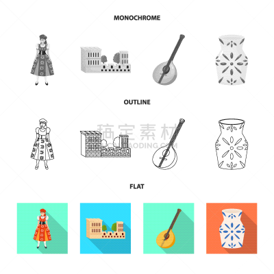 图标集,华丽的,传统,国内著名景点,女人,装饰物,艺术品,设计