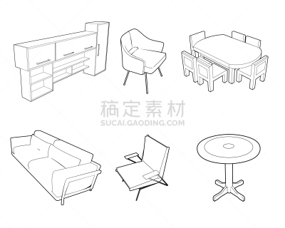 家具,分离着色,轮廓,白色,房屋,扶手椅,多样,布置,收集,装饰