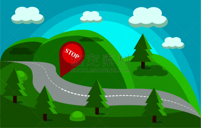 停止手势,路,绘画插图,图钉,旅途,有序,汽车,彩色背景,交通,云