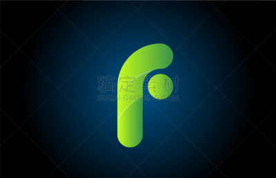 green gradient logo f alphabet letter design icon