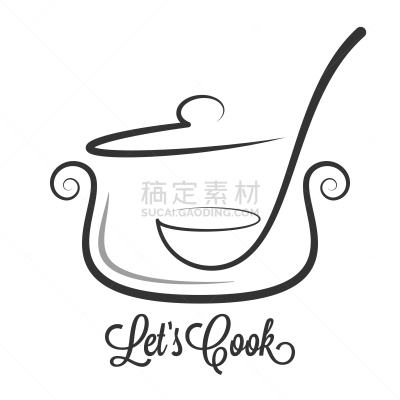 华丽的,长柄勺,汤匙,锅,炖锅,商业厨房,汤,剪影,烹调,主厨