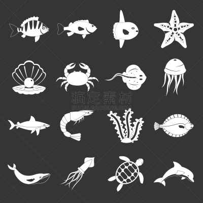 海洋生命,可爱的,图像,鲽,水母,海洋,鲸,海豚,海马,收集