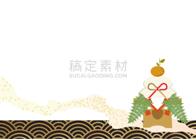 新年前夕,背景,绘画插图,日本,运气,式样,材料,高雅,给予