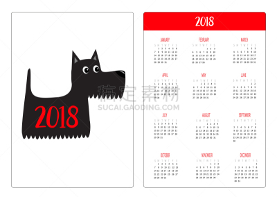 开端,口袋,2018,日历,星期,星期日,可爱的,宠物,纯种犬,高雅