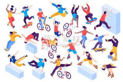 运动,极限运动,城市,脚踏车,公园,现代,自行车,儿童,休闲活动,等角投影