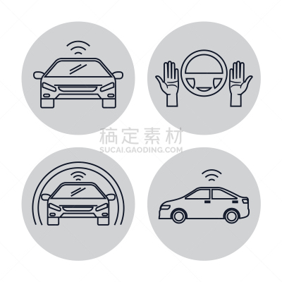 汽车,计算机图标,分离着色,安全的,效率,技术,传感器,失控车辆,自立