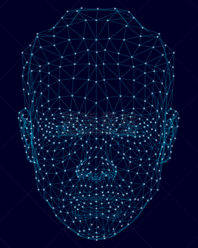 数字化显示,线条,人的脸部,绘画插图,矢量,蓝色,光亮,背景聚焦,面部识别技术,照亮