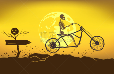 人类骨架,路,摩托车,边框,怪异,被痛打的,暗色,车轮,惊骇