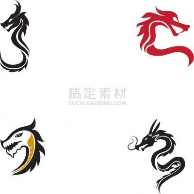 品牌名称,龙,图标,创造力,传统,红色,模板,力量,设计