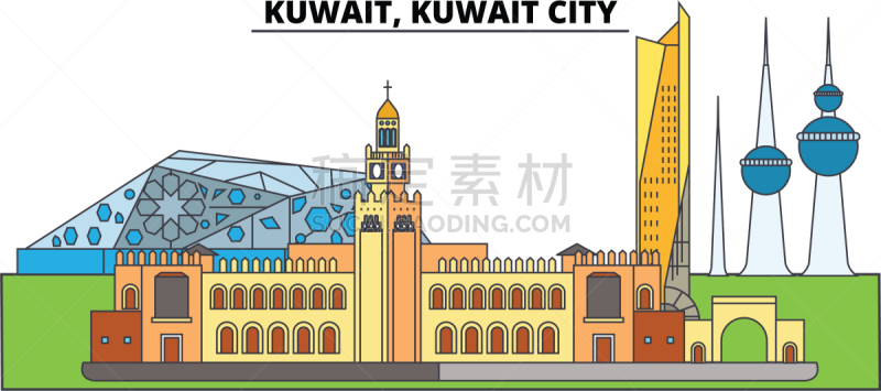 建筑,科威特市,城市天际线,科威特,名声,直的,广场,公园,建筑业,品牌名称