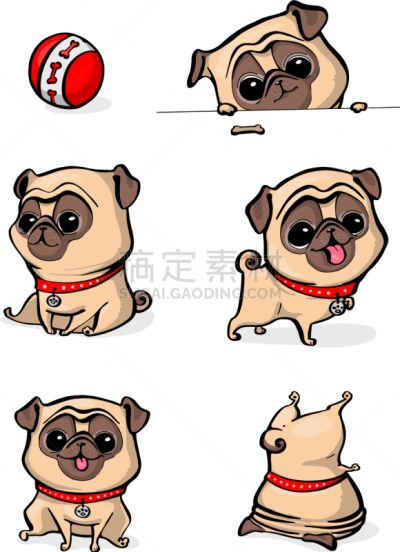 可爱的,狗,巴哥犬,注视镜头,宠物,动画片,纯种犬,哺乳纲,糖果,小的