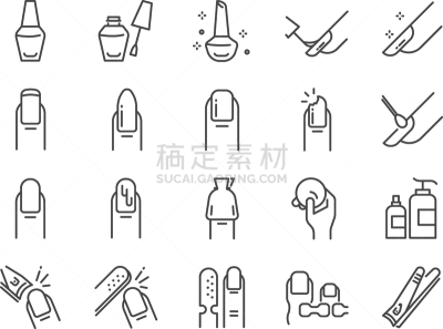 发型屋,图标集,指甲油,专门技术,女人,涂料,瓶子,涂层,防护品,时尚