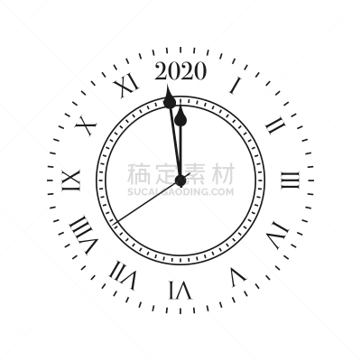2020,午夜,倒计时,新年前夕,钟,贺卡,背景分离,模板,节日,圆形
