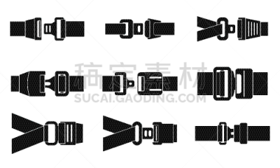 简单,计算机图标,安全的,安全带,带子,背景分离,图标集,扣环,图像,座位
