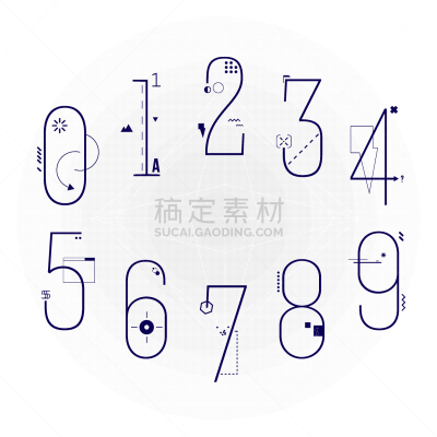 几何形状,数字,平坦的,插画,线条画,书呆子,华丽的,概念,创造力,布置