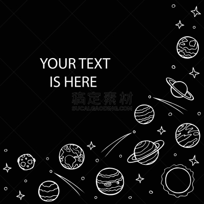边框,行星,星星,侧面视角,太阳系,有序,贺卡,背景分离,模板