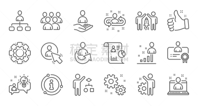 图标集,计算机图标,矢量,线条,组物体,商务人士,直的,轮廓,商务,人