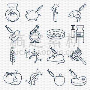 转基因,轮廓,计算机图标,农业,生物科技,食品,猪,脱氧核糖核酸,收集