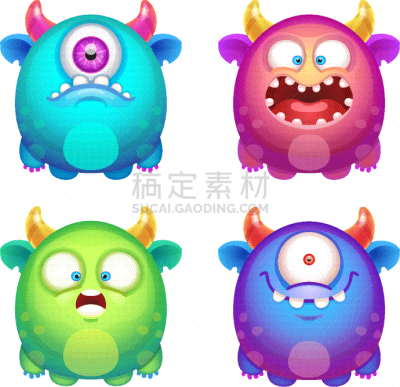 怪物,卡通,可爱的,图像,魔鬼,动物,性格,表情符号,收集