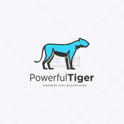 logo power full tiger mascot cartoon