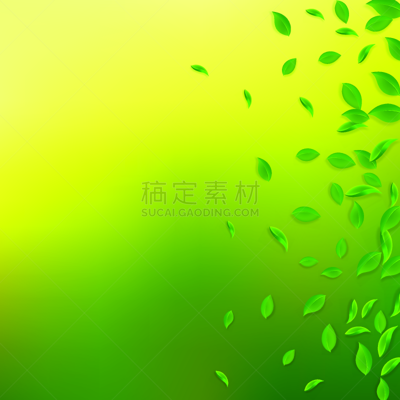叶子,混沌,绿色,茶树,清新,自然,黄色,五彩纸屑,落下,飞