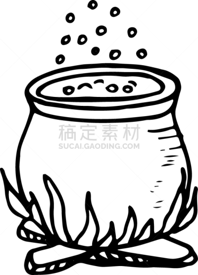 乱画,女巫,贴纸,大篝火,矢量,装饰物,药剂,大锅炉,沸腾的,贺卡