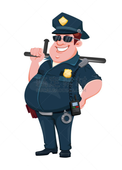 警官,幽默,动画片,安全,专业人员,背景分离,仅男人,一个人,仅一个男人
