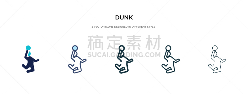 dunk icon in different style two colored and