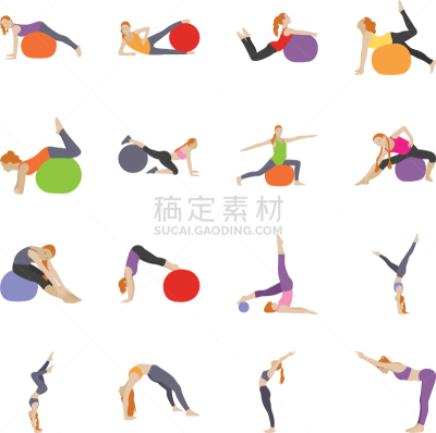 注视镜头,瑜伽,俯卧撑,有氧运动法,图像,矢量,锻炼,举重