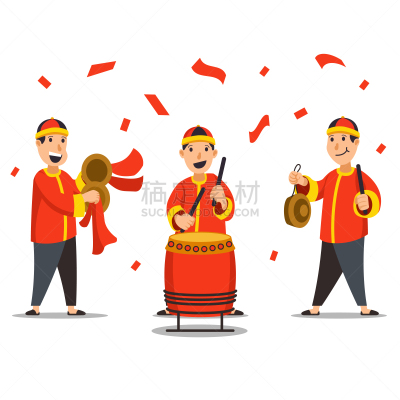 绘画插图,性格,传统音乐家,传统,狮子,传统服装,春天,舞蹈,卡通,新的