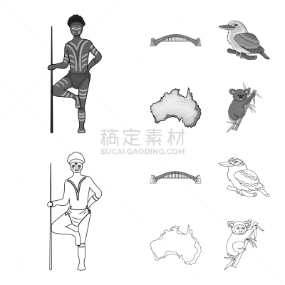 土著人,矛,悉尼港桥,男人,非都市风光,轮廓,自然,图像,矢量,收集