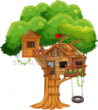 树屋,分离着色,白色,自然,小屋,玩具屋,公园,树,荡秋千