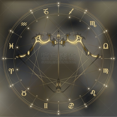 标志,射手座,弓箭,金色,概念,天文学,图像,预测,装饰,算命