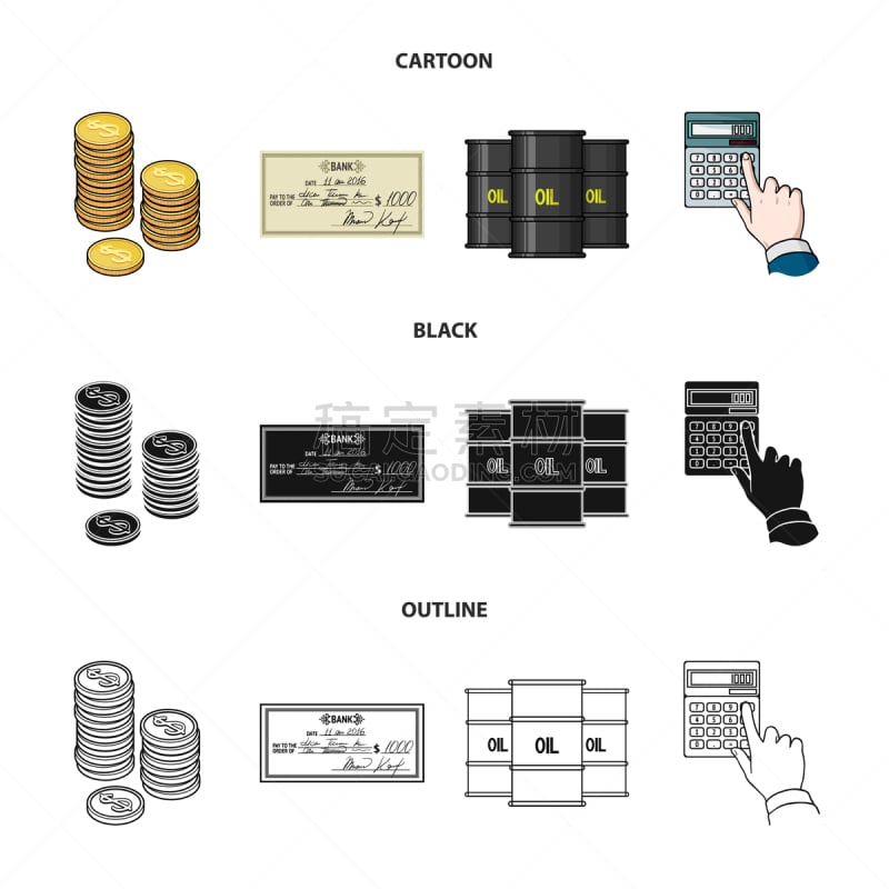 计算器,支票,分离着色,轮廓,商务,黄金,慈善救济,叠,收集