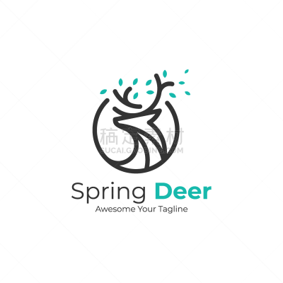 logo spring deer line art style