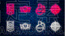 手榴弹,砖墙,矢量,奖牌,等级,激励,发光,瞄准