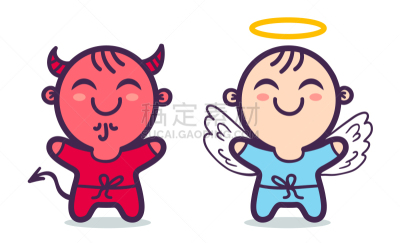 恶魔,天使,可爱的,商务,魔鬼,儿童,尾巴,爱