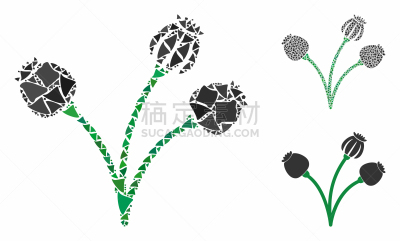 opium poppy plant composition icon tremulant