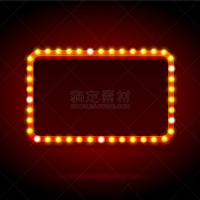 光,电灯泡,霓虹灯,边框,长方形,文字,空白的,复古,发光