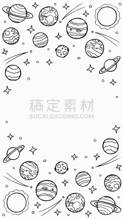 行星,星星,乱画,手,有序,贺卡,暗色,背景分离,技术,绘制