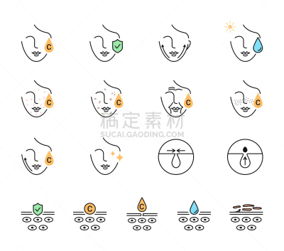抗坏血酸,皮肤,计算机图标,待遇,酸,活力,健康保健,自然界的状态,布置
