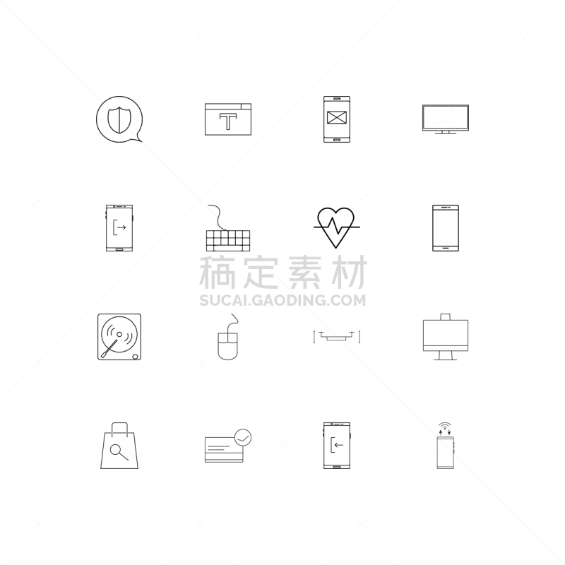 轮廓,直的,计算机图标,计算机,电视机,购物袋,图像,邮件,矢量,搜寻