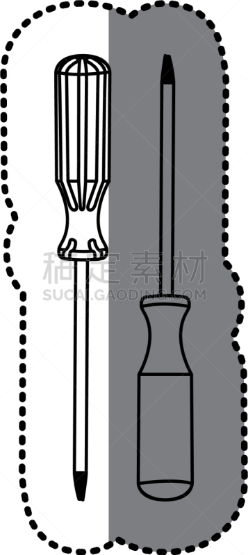 标签,螺丝刀,线条,单色调,技术,建筑业,设备用品,阴影,菲利普斯,剪影