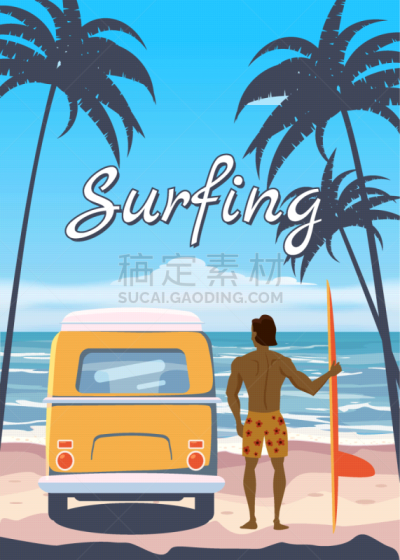 面包车,运动,行李,汽车,加利福尼亚,女人,50年代风格,校车,波浪,夏天